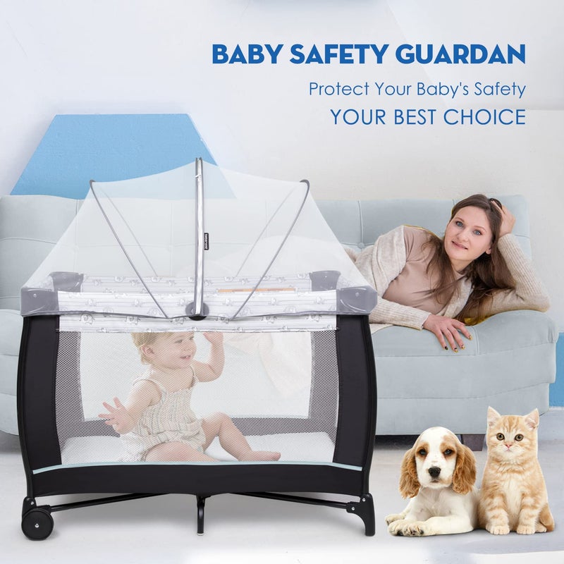 Beberoad Love Portable Playard Cover – Breathable Mosquito Net with 2-Way Zipper for Travel Cribs & Playpens (White) - Image 4